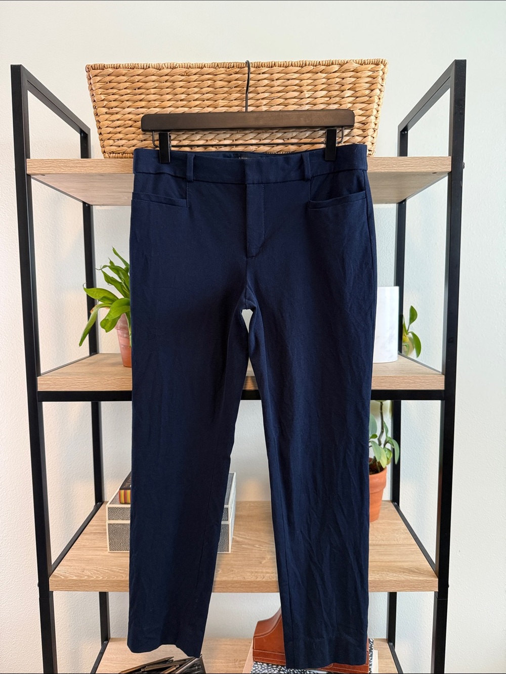 Banana Republic Mid-Rise Sloan Navy Ankle Woven Career Dress Pant Trouser, 6